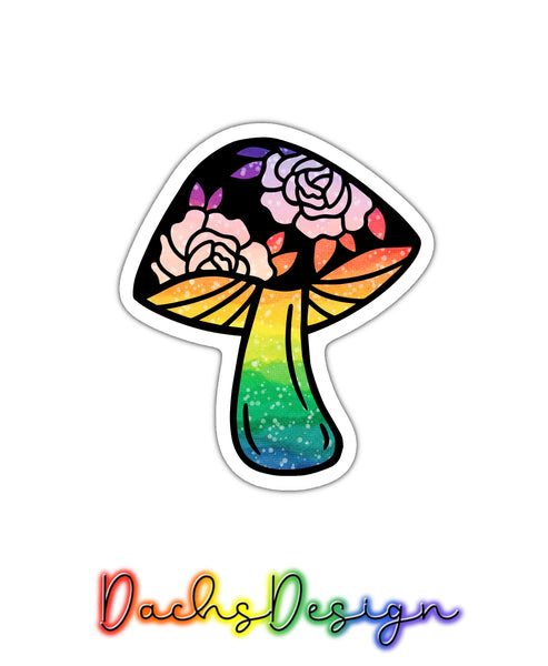 Floral Mushroom Rainbow Sticker