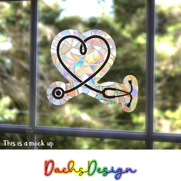 Stethoscope Heart Rainbow Suncatcher