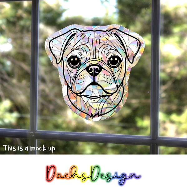 Pug Rainbow Suncatcher