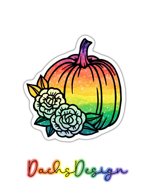 Floral Pumpkin Rainbow Sticker