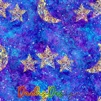 Moon and Stars on blue - NON-EXCLUSIVE Seamless Pattern