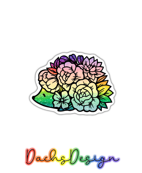 Floral Hedgehog Rainbow Sticker