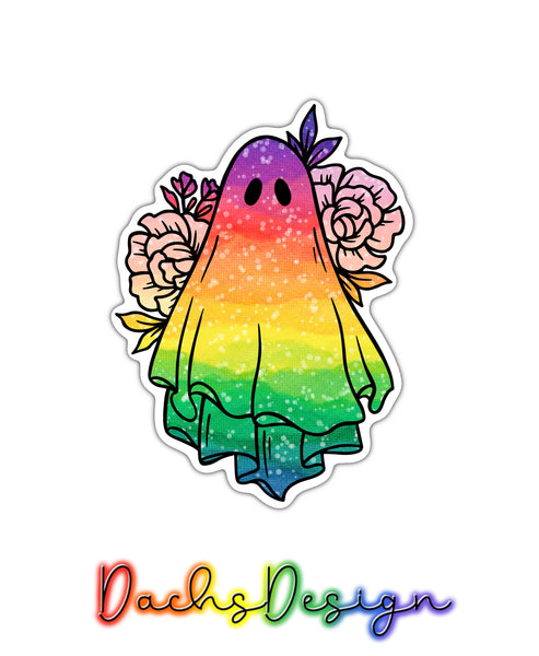 Floral Ghost Rainbow Sticker