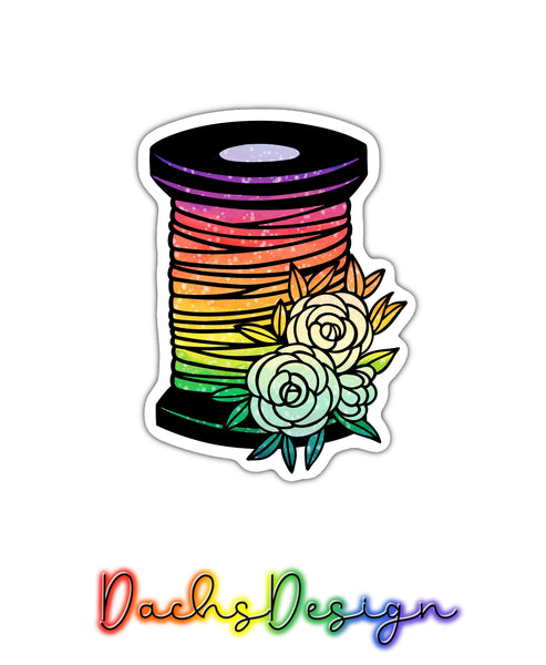 Floral Sewing Thread Cotton Reel Rainbow Sticker