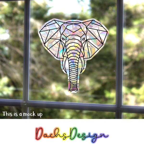 Geometric Elephant Rainbow Suncatcher