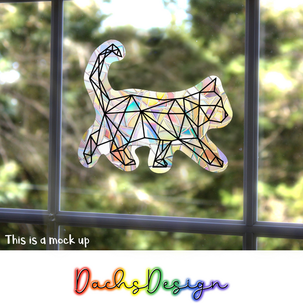 Geometric Cat Rainbow Suncatcher