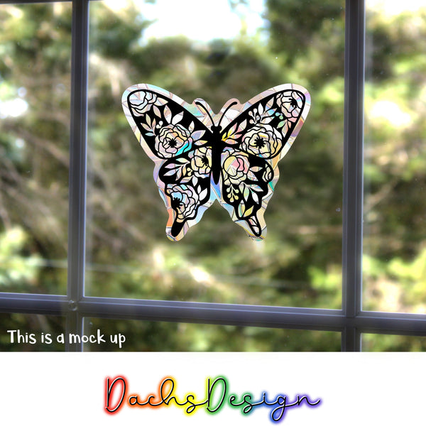 Floral Butterfly Rainbow Suncatcher