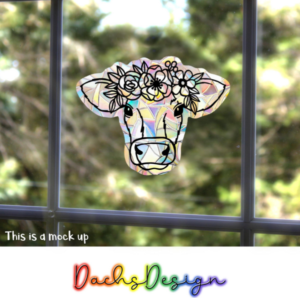 Floral Cow Suncatcher