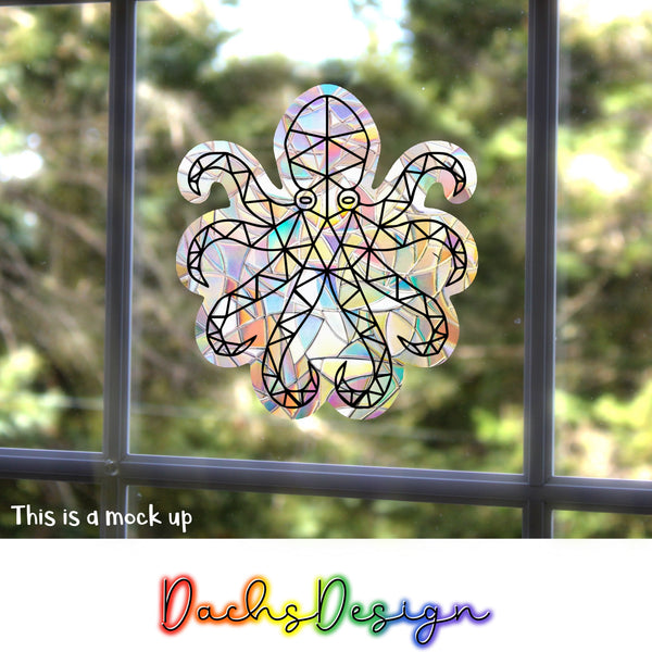 Geometric Octopus Rainbow Suncatcher