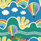 Rainbow Hot Air Balloons Scene - NON-EXCLUSIVE Seamless Pattern