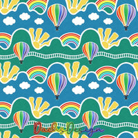 Rainbow Hot Air Balloons Scene - NON-EXCLUSIVE Seamless Pattern