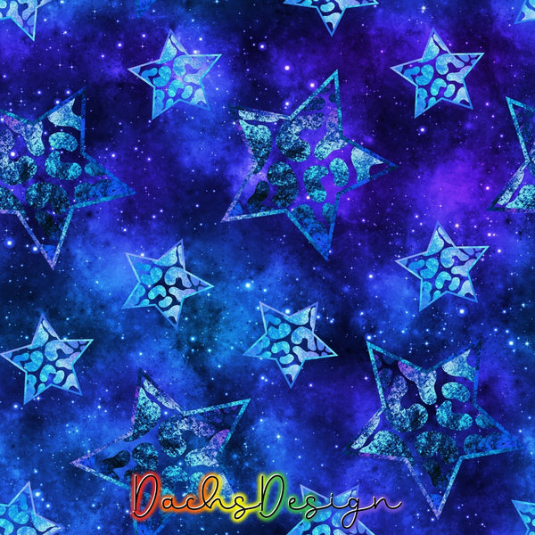 Leopard Print Stars on purple - NON-EXCLUSIVE Seamless Pattern