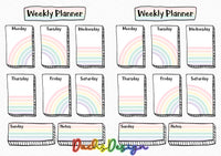 Rainbow Themed Printable Weekly Planner