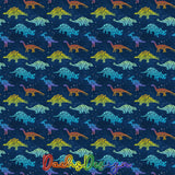 Rainbow Floral Dinosaurs - NON-EXCLUSIVE Seamless Pattern