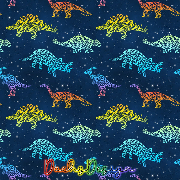 Rainbow Floral Dinosaurs - NON-EXCLUSIVE Seamless Pattern