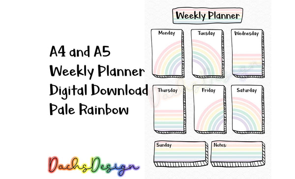 Rainbow Themed Printable Weekly Planner