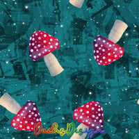 Red Mushrooms on teal - NON-EXCLUSIVE Seamless Pattern