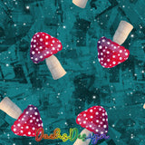 Red Mushrooms on teal - NON-EXCLUSIVE Seamless Pattern