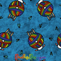 Rainbow Yarn Sheep on teal - NON-EXCLUSIVE Seamless Pattern