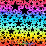 Black stars, rainbow glitter, NON-EXCLUSIVE Seamless Pattern