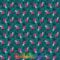 Red Mushrooms on teal - NON-EXCLUSIVE Seamless Pattern