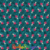 Red Mushrooms on teal - NON-EXCLUSIVE Seamless Pattern