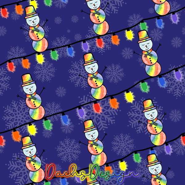 Rainbow Snowman Christmas Lights - NON-EXCLUSIVE Seamless Pattern