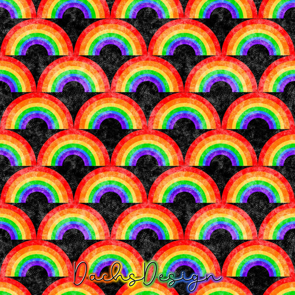 Bright rainbows on black - NON-EXCLUSIVE Seamless Pattern