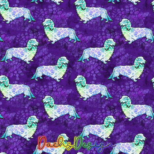 Painted Long Haired Dachshund - NON-EXCLUSIVE Seamless Pattern