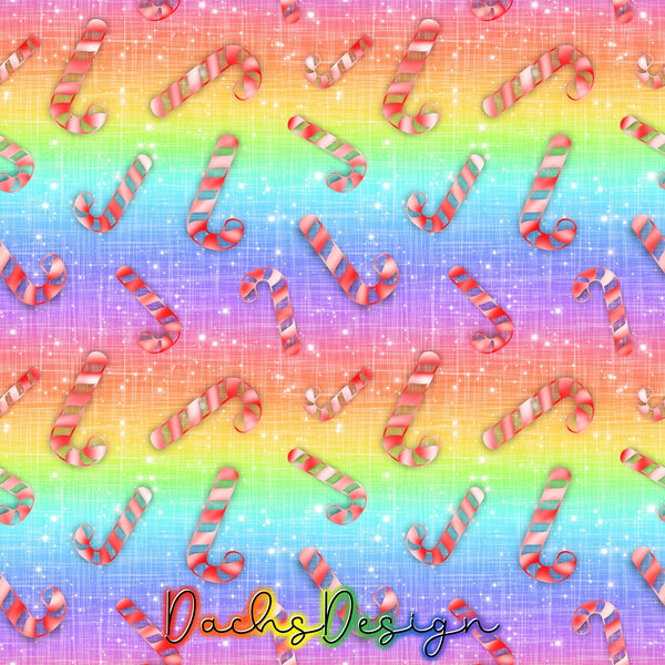 Rainbow Candy Cane Christmas - NON-EXCLUSIVE Seamless Pattern