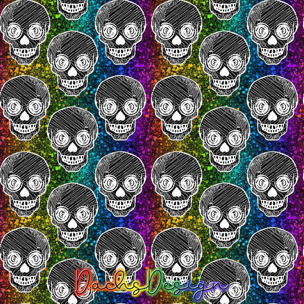 Skulls on Rainbow and background - NON-EXCLUSIVE Seamless Pattern