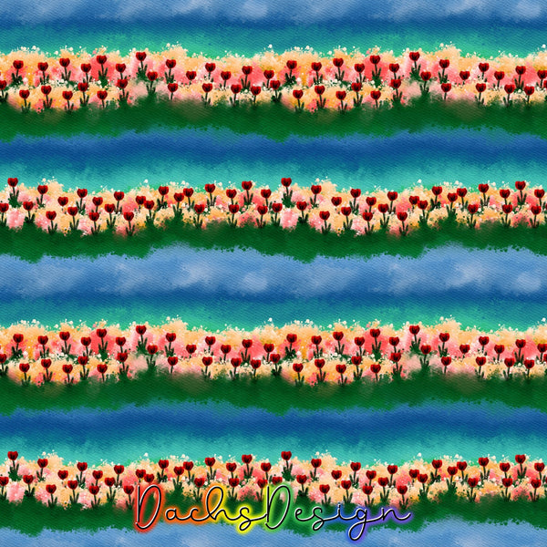 Watercolour Tulips by the ocean - NON-EXCLUSIVE Seamless Pattern