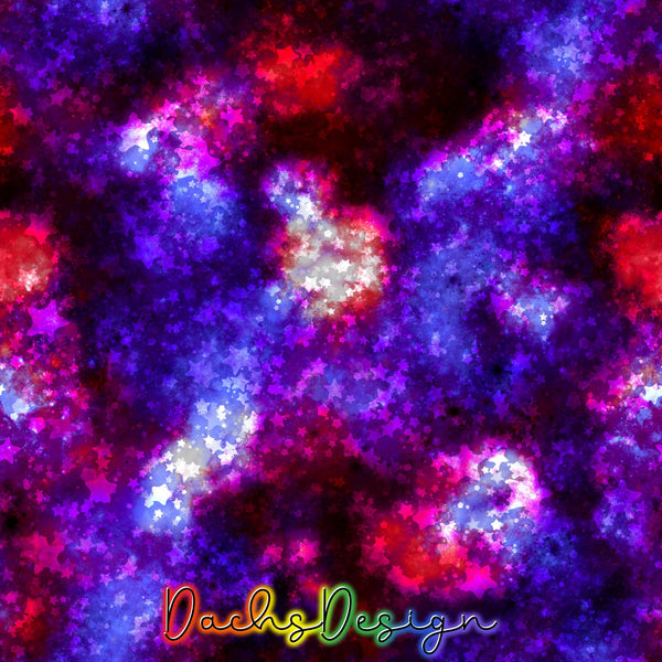 Blue Red Starry Galaxy - NON-EXCLUSIVE Seamless Pattern