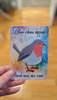 Handmade Rainbow Suncatcher Greetings Card, When robins appear, loved ones are near