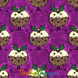 Christmas Puddings on purple - NON-EXCLUSIVE Seamless Pattern